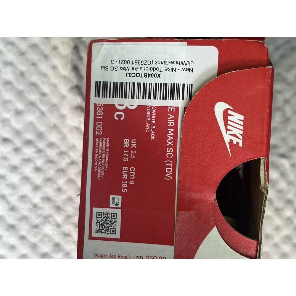 Nike CZ5361-002 Toddler Shoes Size 3C Balck White
